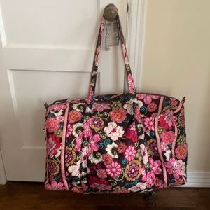 Floral Vera Bradley zip duffel bag, overnight/ weekend bag, with shoe pocket